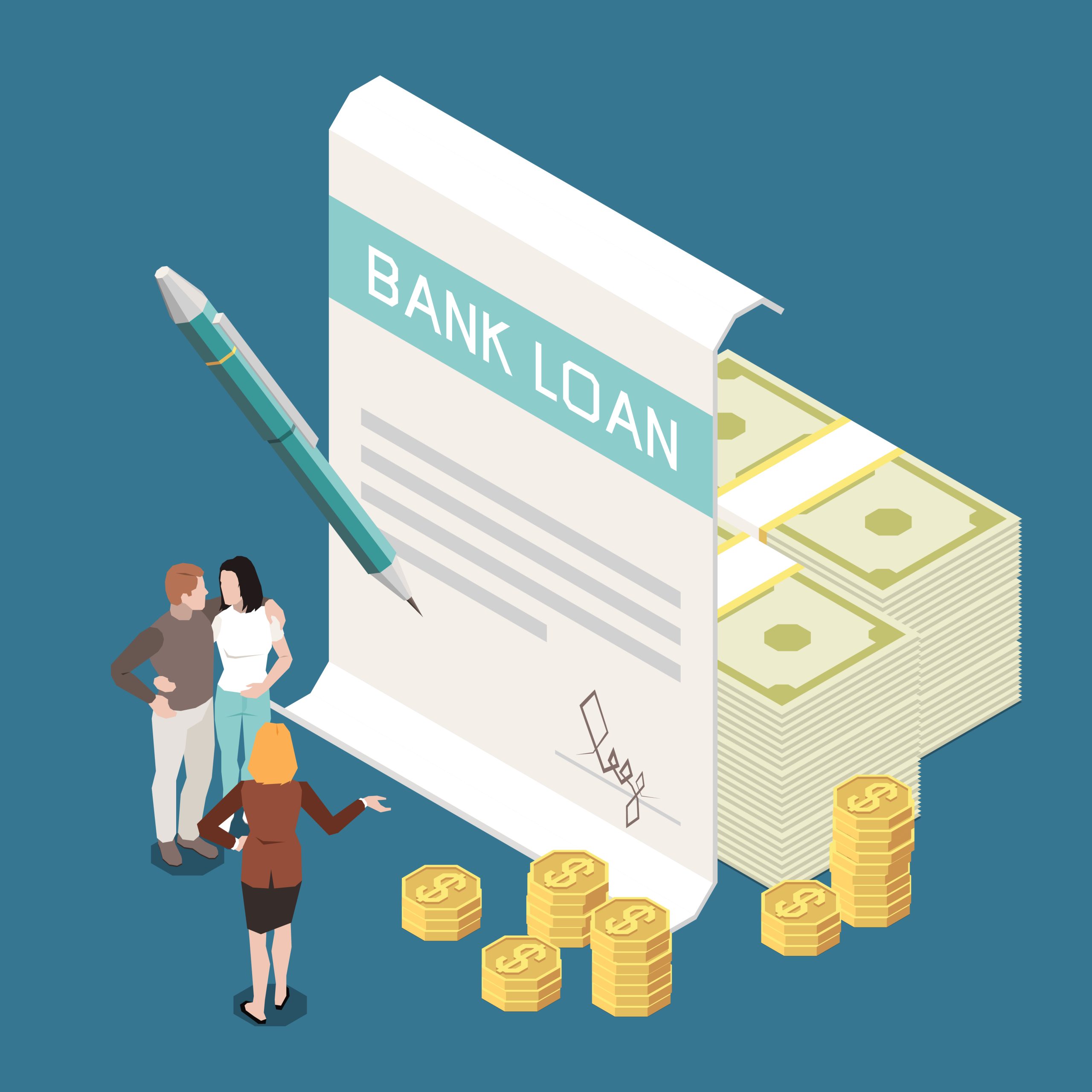 Bank Loan Isometric Composition